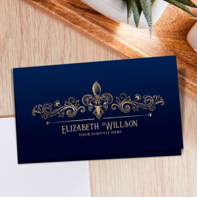Elegant Fleur-de-lis Ornament Business Invitations