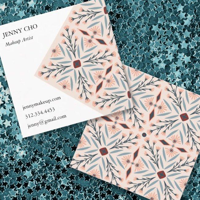 Elegant Floral Tiles Geometric Pink Beauty Square Business Invitations