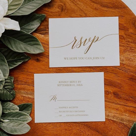 Elegant Gold Calligraphy Simple Rsvp Invitations