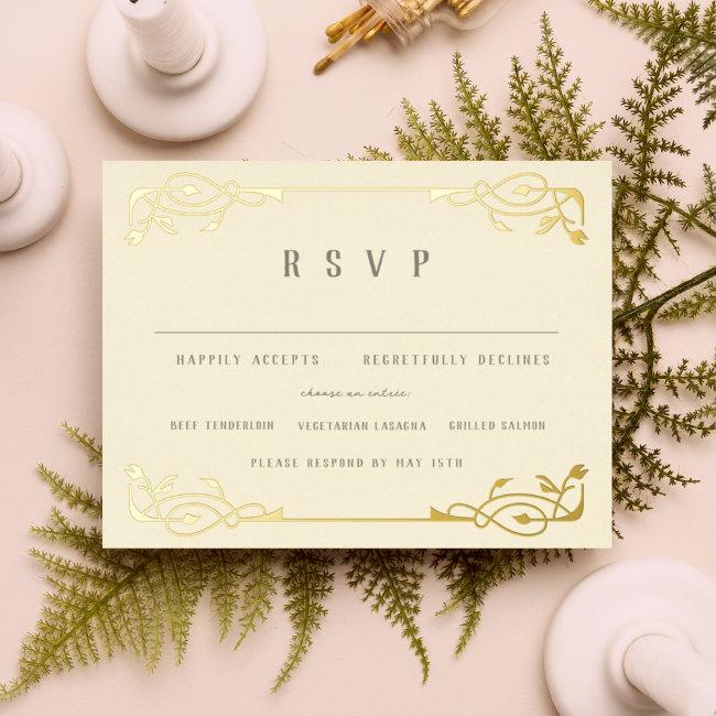 Elegant Gold Foil Art Nouveau Rsvp Foil Invitation Postinvitations