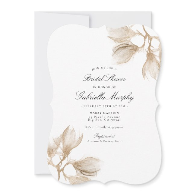 Elegant Gold Magnolia Bridal Shower Invitation