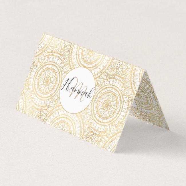 Elegant Gold Mandala Sunflower White Pattern Business Invitations