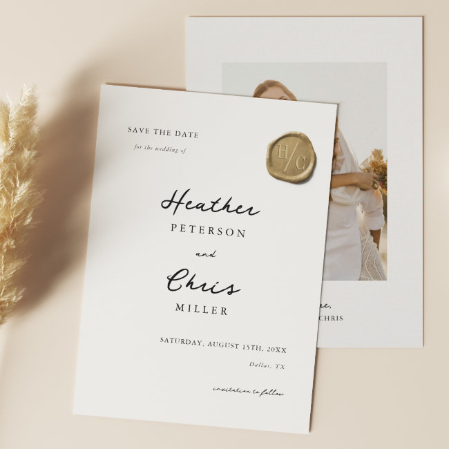 Elegant Gold Wax Seal Unique Save The Date