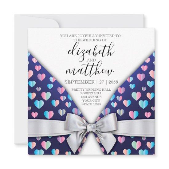 Elegant Invitation Postinvitations Bow And Heart Speckles