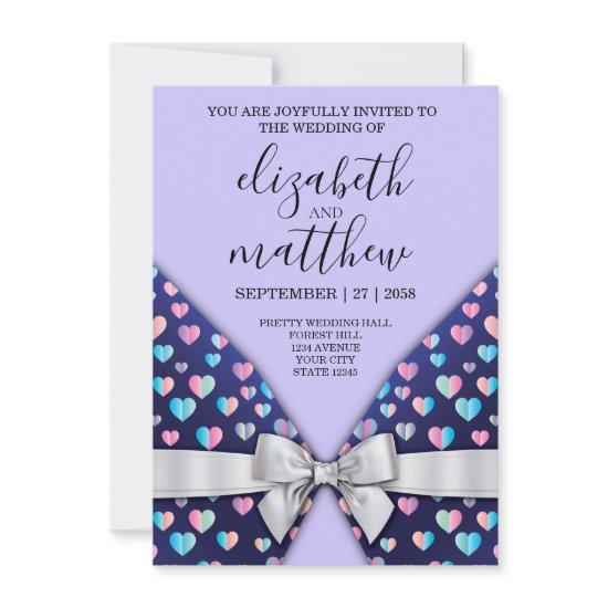 Elegant Invitation Postinvitations Bow And Heart Speckles