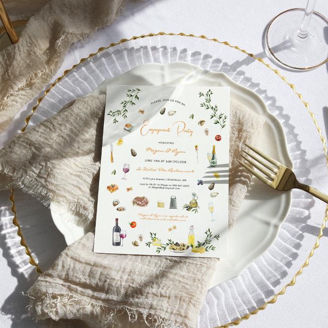 Elegant Italian Engagement Party Invitation