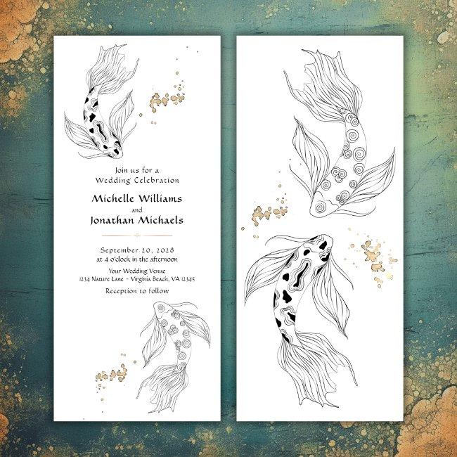 Elegant Japanese Koi Fish Wedding Invitation