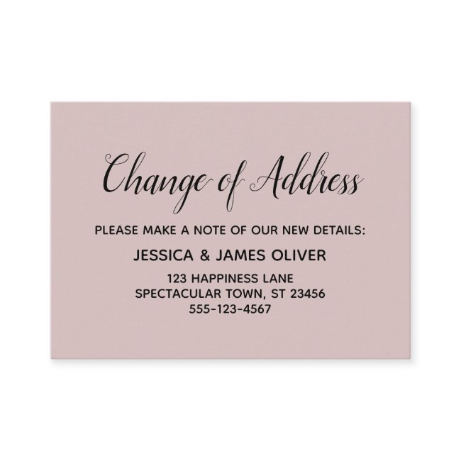 Elegant, Minimal Change Of Address Dusty Rose Invitations