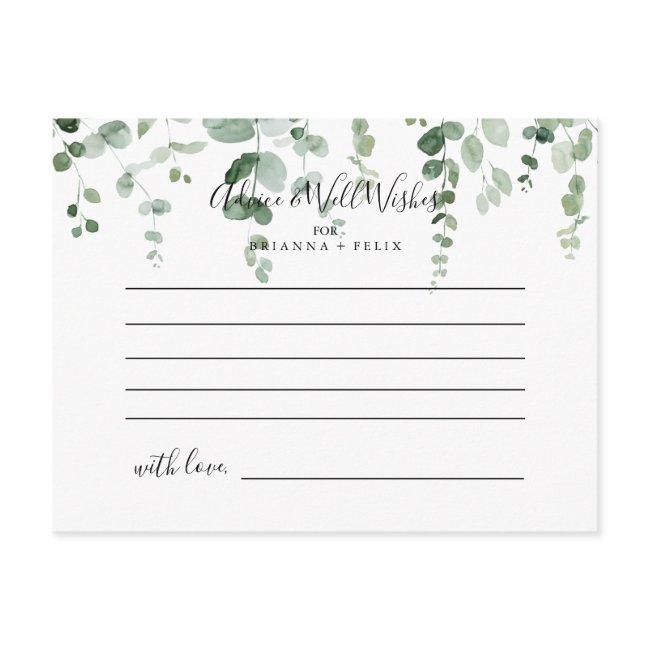 Elegant Minimalist Eucalyptus Wedding Advice Card