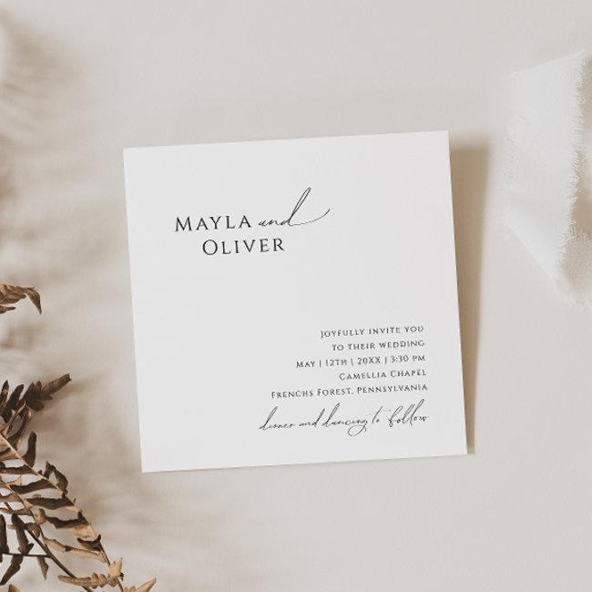 Elegant Minimalist Script Square Wedding Invitation