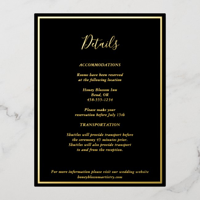Elegant Modern Black Gold Details Enclosure Invitations