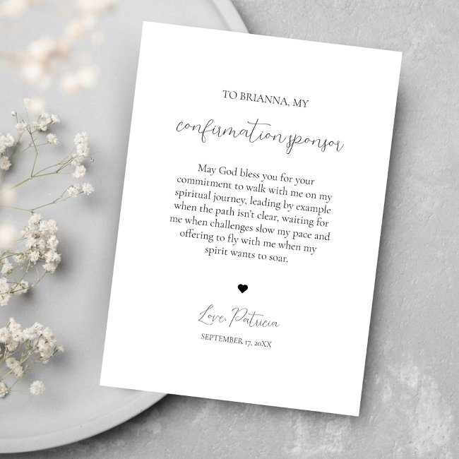 Elegant Modern Confirmation Sponsor Thank You Invitations
