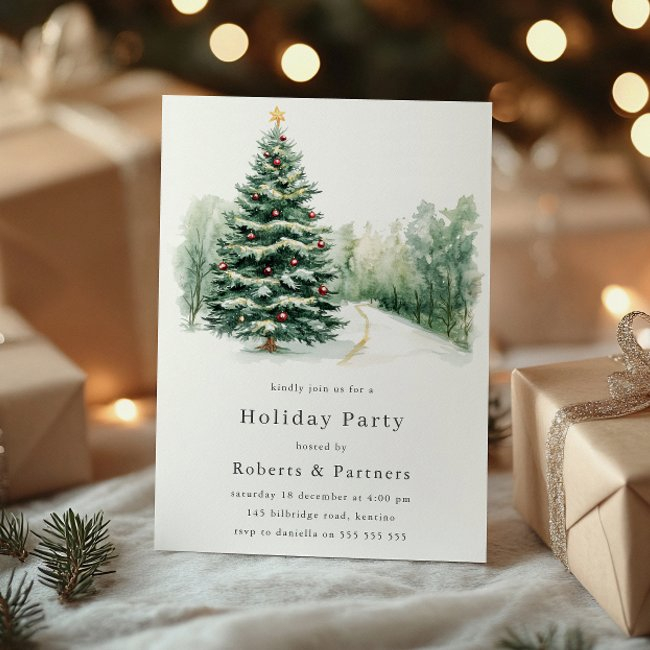 Elegant Modern Corporate Christmas Holiday Party Invitation