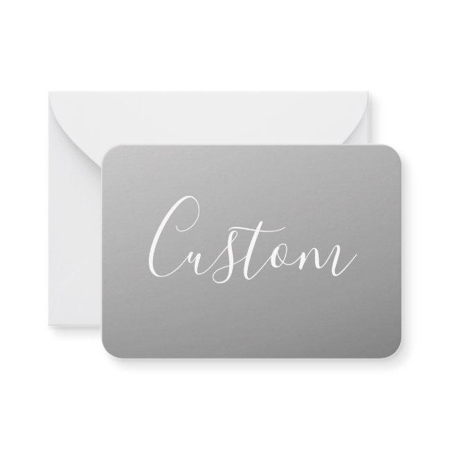 Elegant Modern White Script Writing Gray Gradient Note Invitations