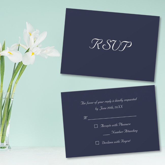 Elegant Navy Blue Party Reply Rsvp Invitation Invitations