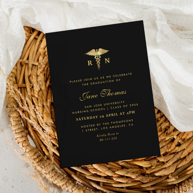 Elegant Nursing School Graduation Invitation