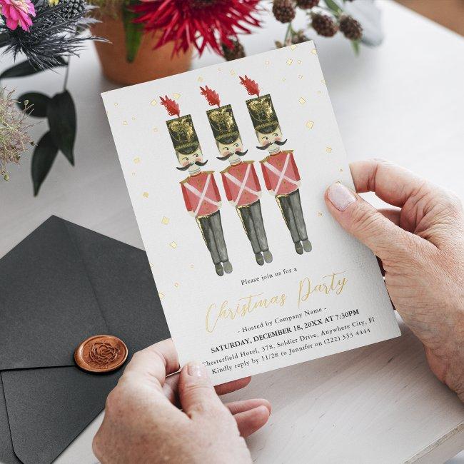 Elegant Nutcracker Christmas Holiday Party Gold Foil Invitation