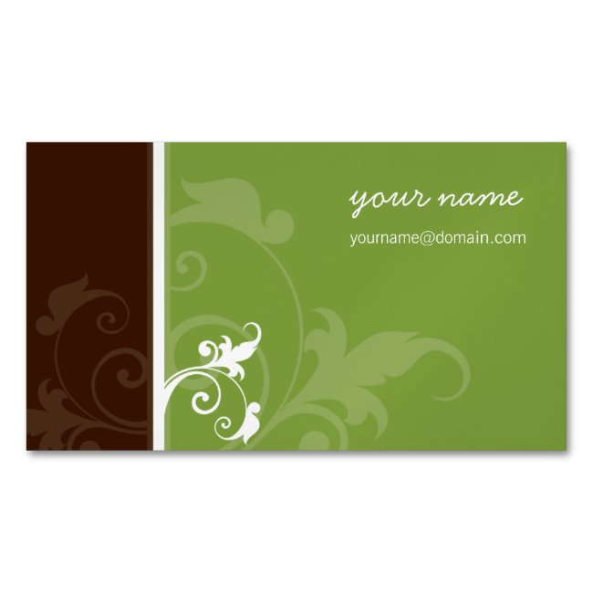 Elegant Organic Simple Foliage Verve Brown Green Magnetic Business Invitations