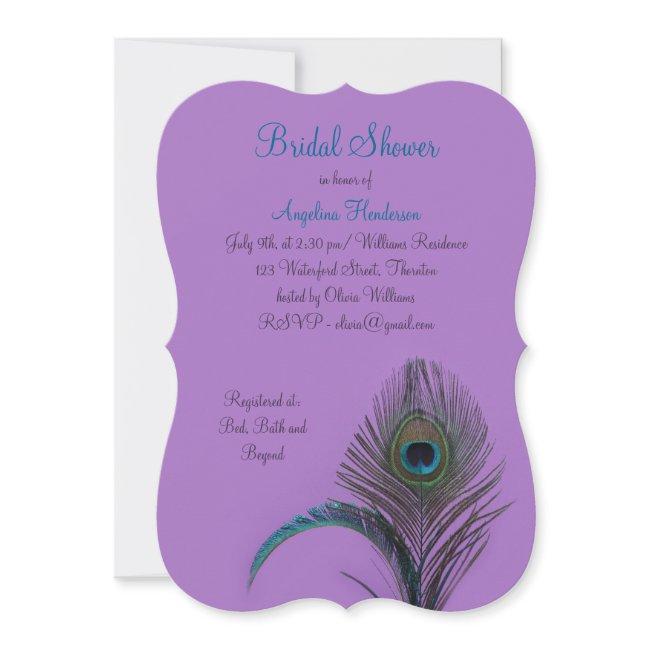 Elegant Peacock Bridal Shower (purple) Invitation