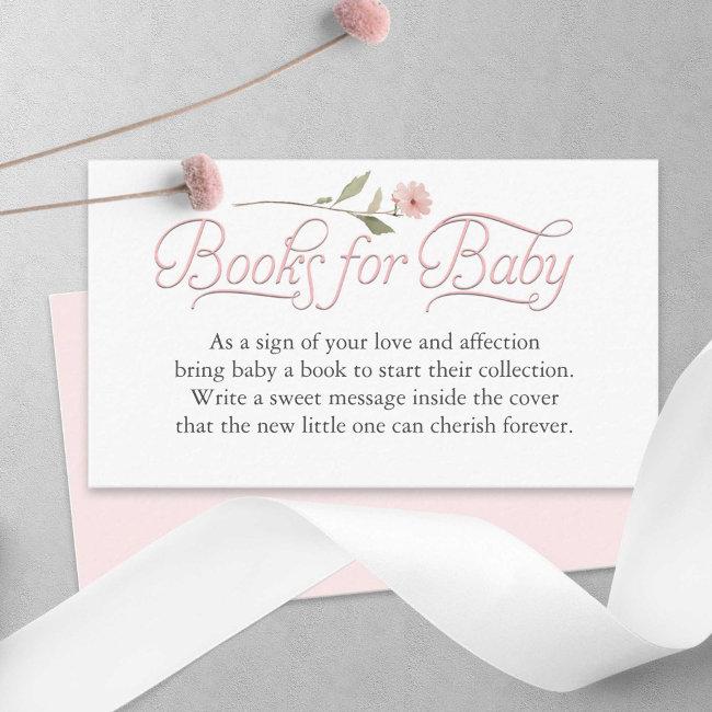 Elegant Pink Script Books For Baby Girl Shower Enclosure Invitations