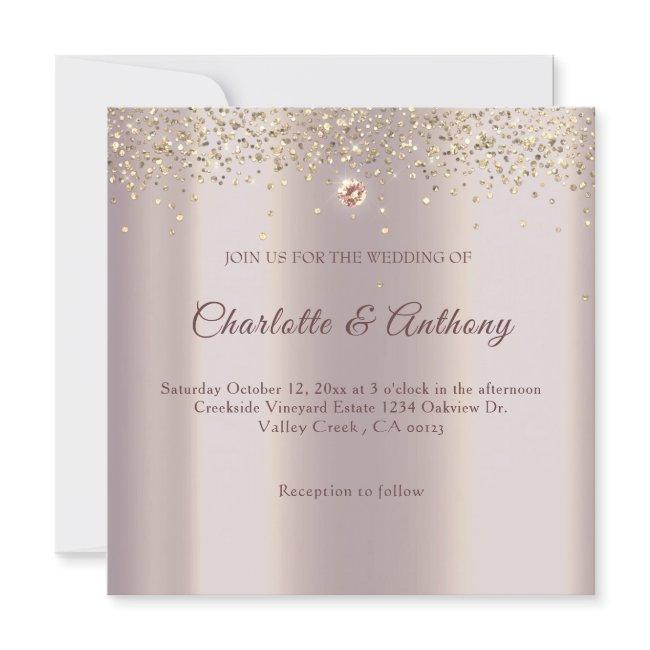 Elegant Rose Gold Sparkle Glitter Foil Invitation