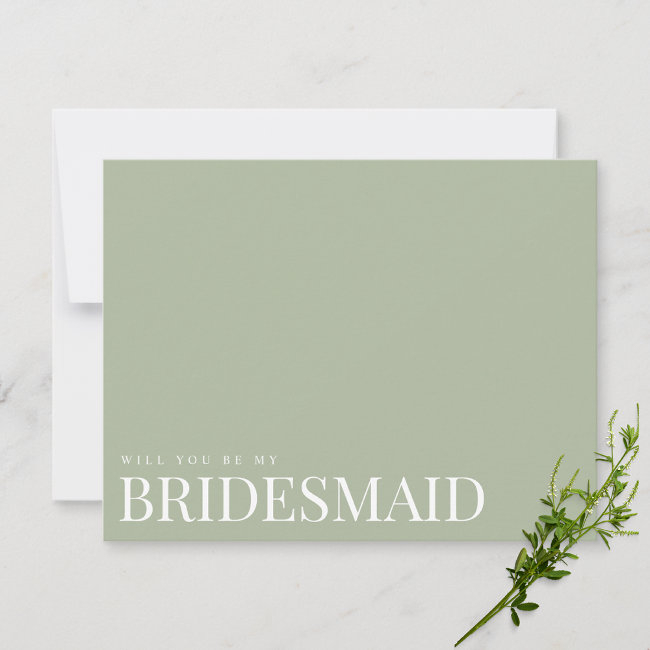 Elegant Sage Green Bridesmaid Proposal Invitations