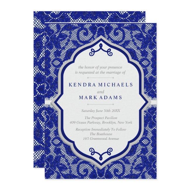 Elegant Sapphire And Grey Wedding Invitations