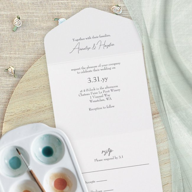Elegant Script Basic, Minimalistic Wedding All In One Invitation