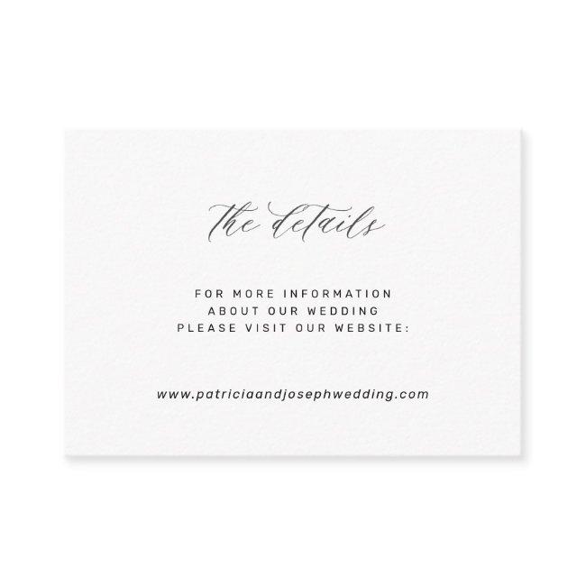 Elegant Simple White Black Wedding Website Details Enclosure Invitations