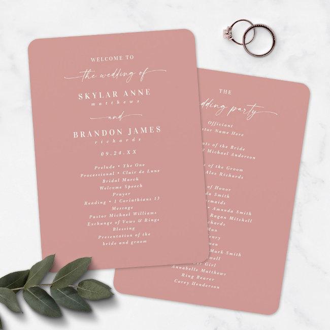 Elegant Solid Dusty Rose Wedding Ceremony Program