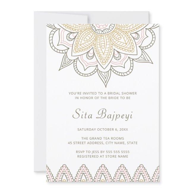 Elegant Stylish Indian Mehndi Hindu Bridal Shower Invitation