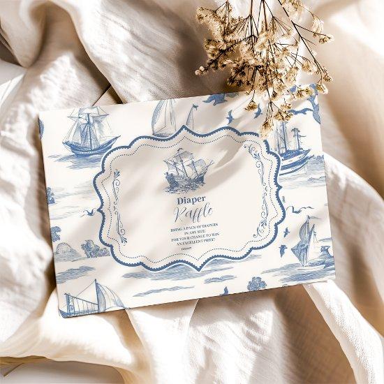 Elegant Toile Nautical Baby Shower Diapper Raffle Enclosure Invitations