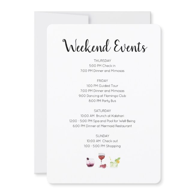 Elegant Weekend Events Itinerary Invitation