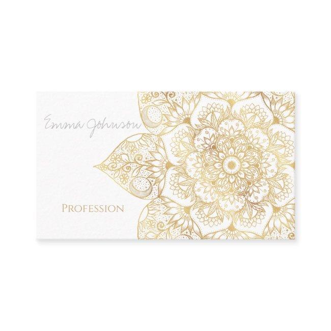 Elegant White Gold Mandala Floral Business Invitations