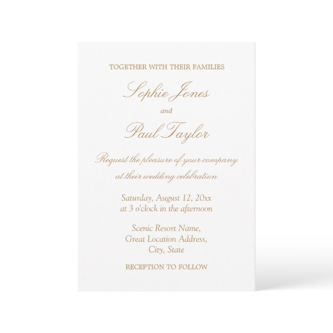 Elegant White Golden Beige Wedding Invitation
