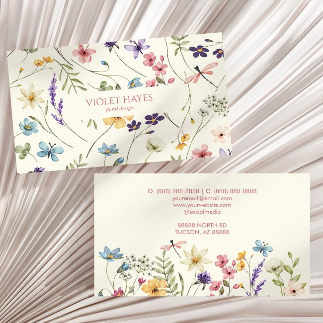 Elegant Wildflower Wild Flower Floral Custom Business Invitations