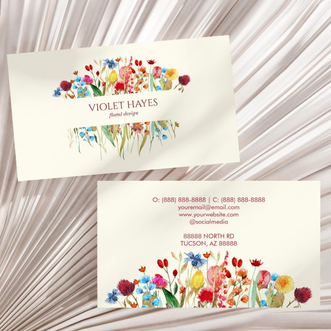 Elegant Wildflower Wild Flower Floral Custom Business Invitations