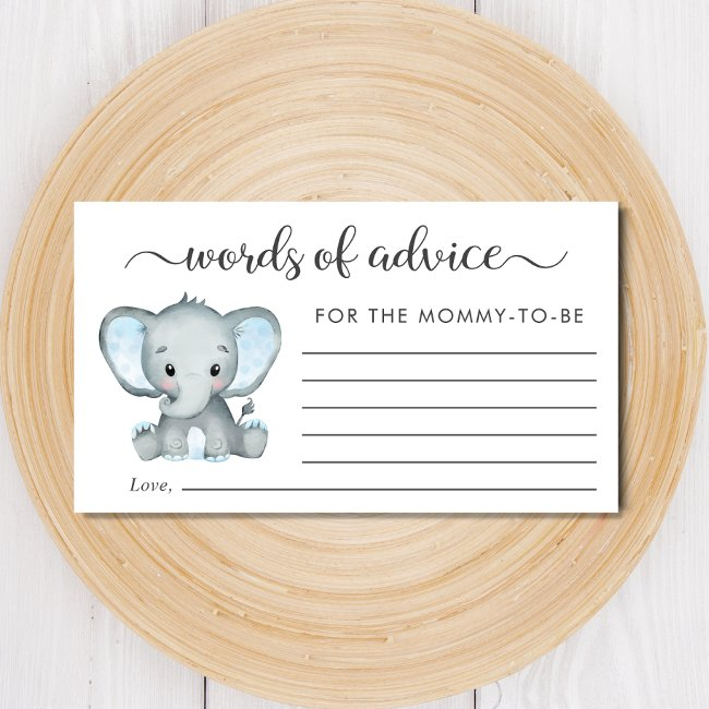 Elephant Baby Boy Shower Words Of Advice Enclosure Invitations