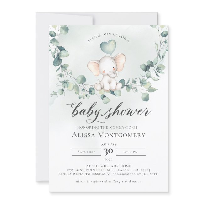 Elephant Peanut Baby Shower Invitation