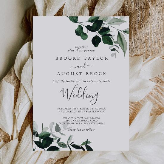 Emerald Greenery Wedding Invitation