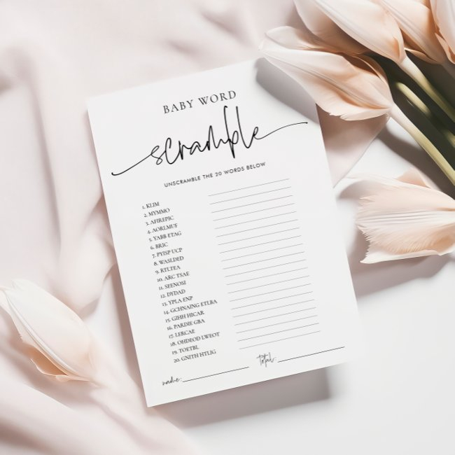 Emery Whimsi Word Scramble Baby Shower Game Invitations