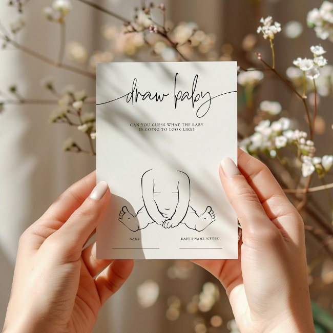 Emery Whimsical Draw The Baby Shower Game Invitations