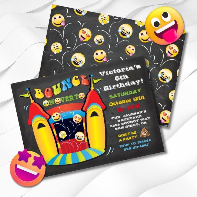Emoji Chalkboard Bounce House Birthday Party Invitation