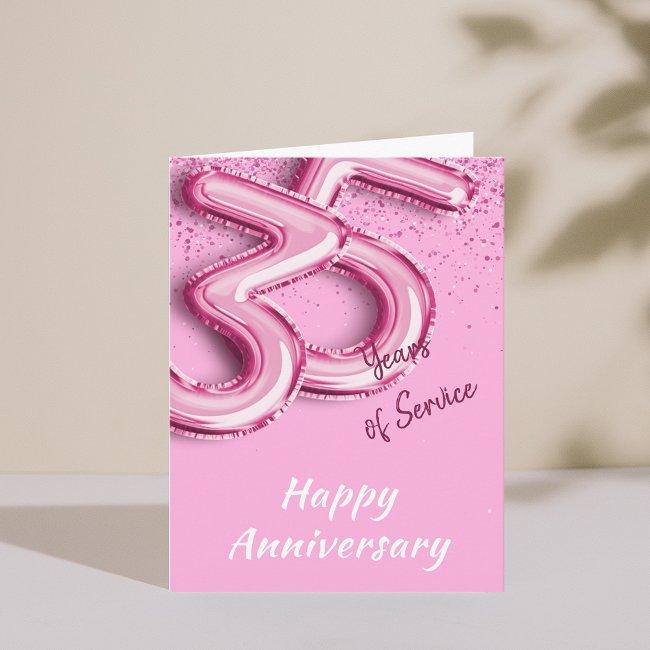 Employee Anniversary 35years Pinkballoon Fold Invitations