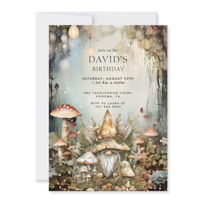 Enchanted Forest Woodland Gnome Kid's Birthday I Invitation
