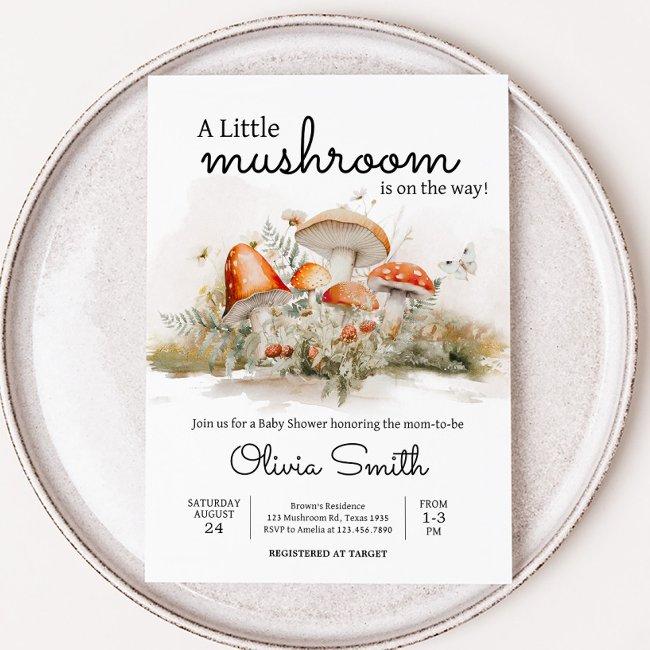 Enchanted Mushroom Forest Baby Shower Invitation