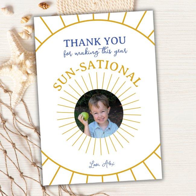 End Of The Year Teacher Appreciation Sun Photo Thank You Invitations