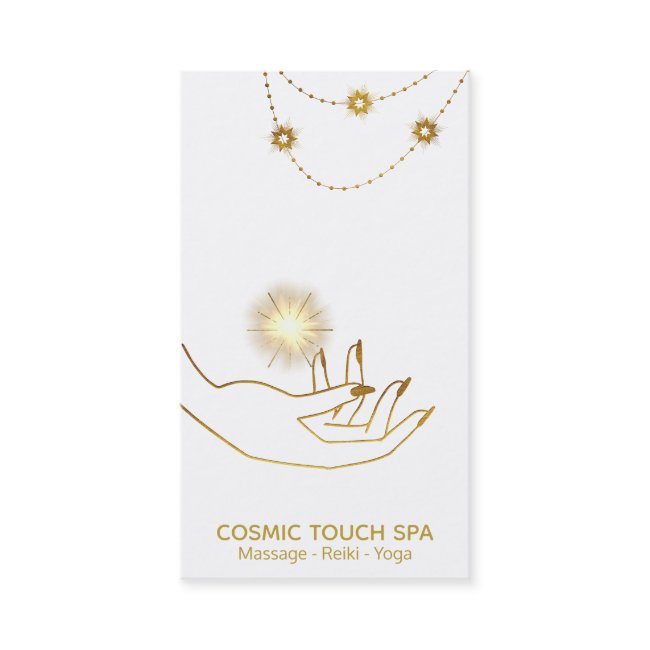 *~* Energy Healing Gold Cosmic Stars Hands Business Invitations