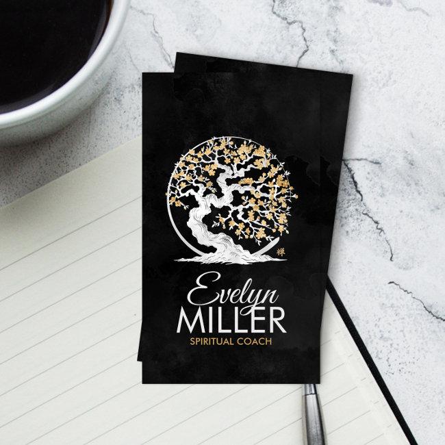 Enso Zen Circle Sakura Tree - Golden Blossom Business Invitations