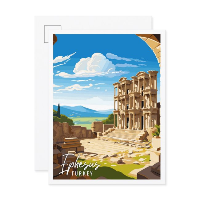 Ephesus Turkey Vintage Travel Illustration Postinvitations